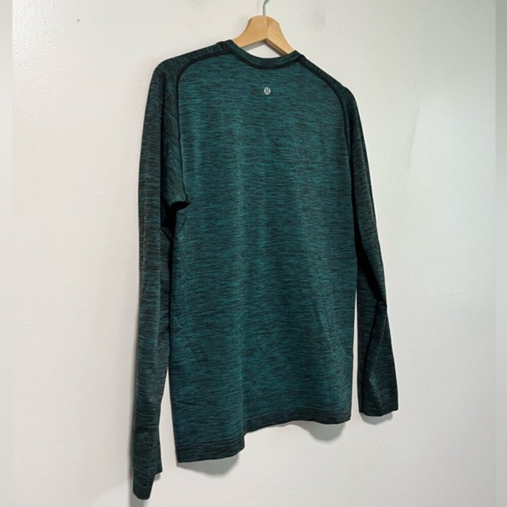 Lululemon Men’s Long Sleeve Running Shirt - Green Space Dye - Pit to Pit 19” - Picture 6 of 10